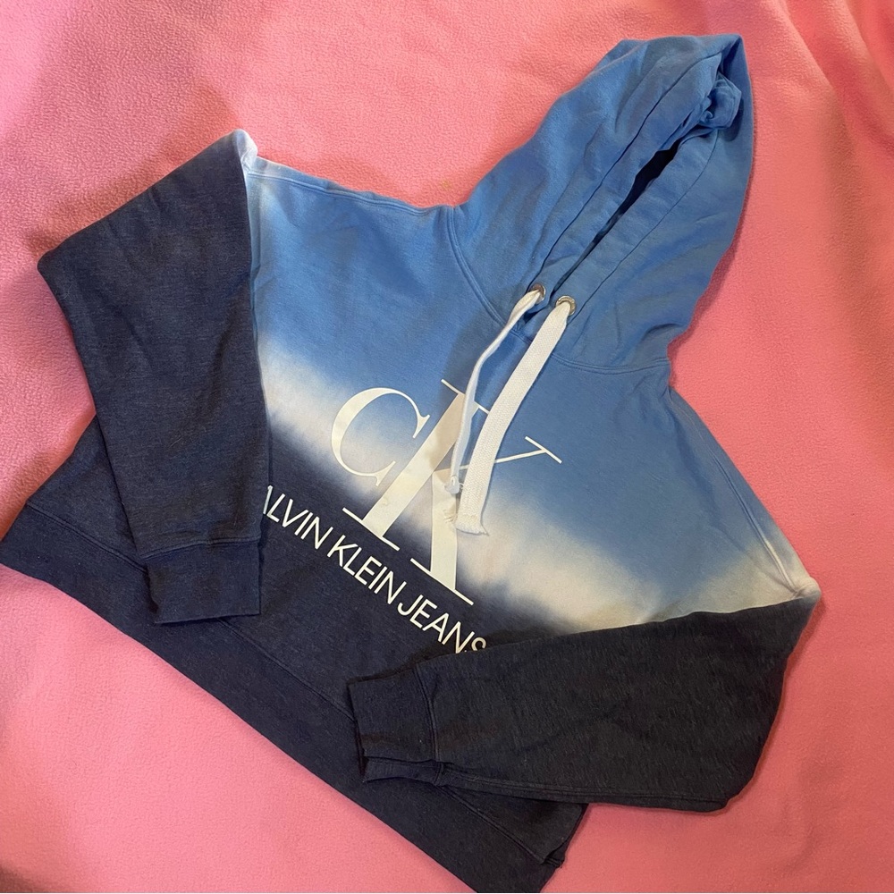 Calvin Klein Blue and White Ombre Hoodie